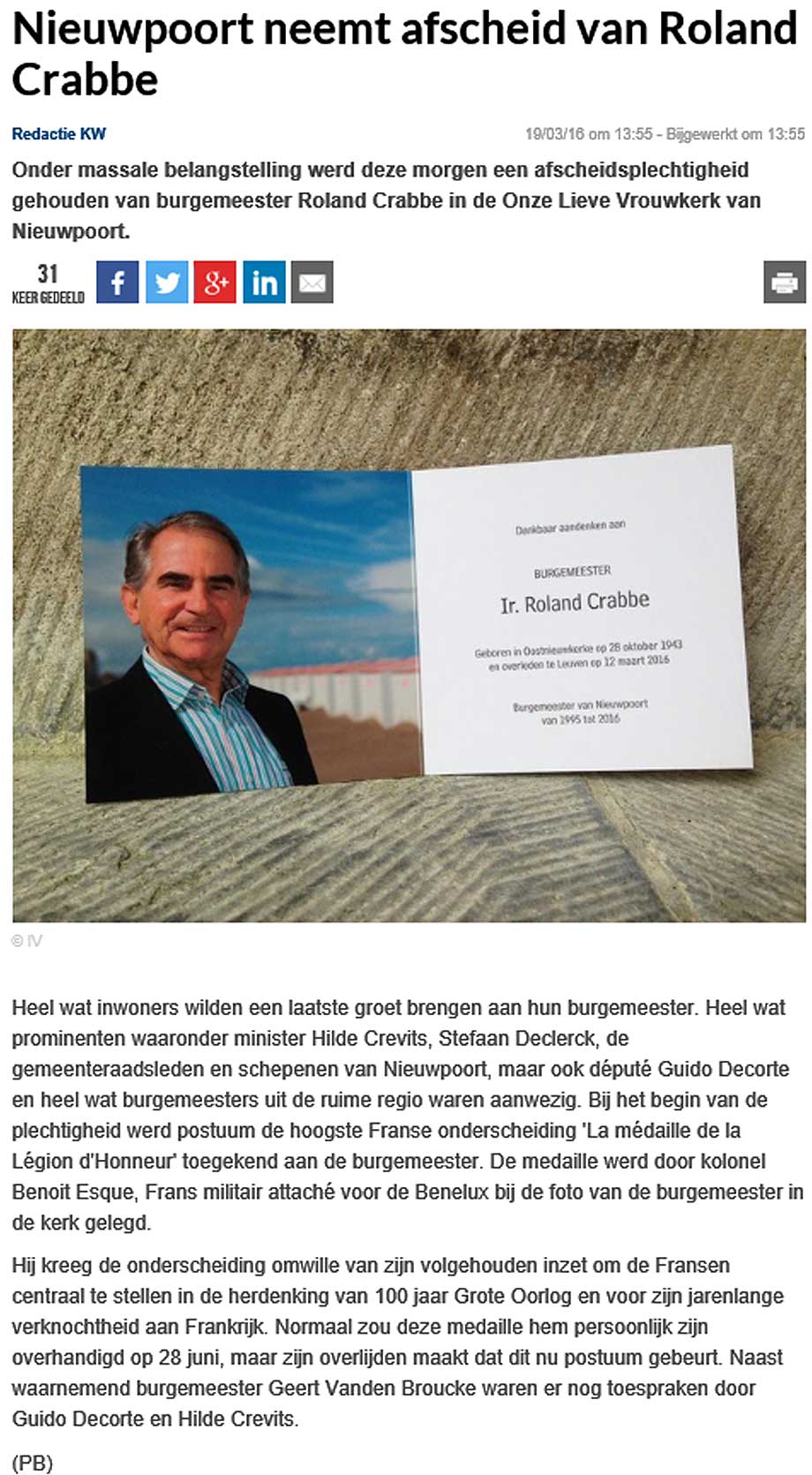 pers afscheid burgemeester Roland Crabbe